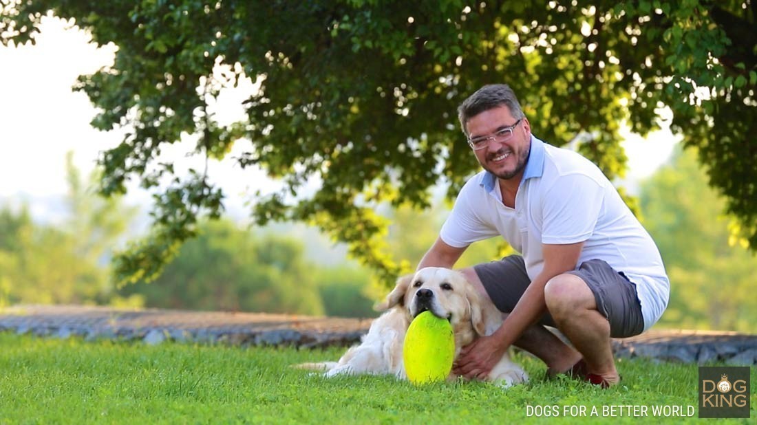 hombre perro frisby